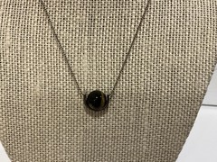 Vintage KL NY Brown Tiger’s Eye Ball Slide Pendant Choker Chain Necklace W
