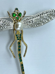 Signed MMA MKM CN Metropolitan Museum Of Art Enamel Rhinestone Dragonfly Brooch