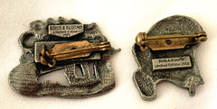 Vintage Brooch Lot of 2 Pewter Pins Signed Birds & Blooms 2003, 2008