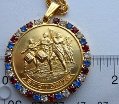 NOS Patriotic Red White Blue Rhinestone Spirit of ’76 Bicentennial Necklace