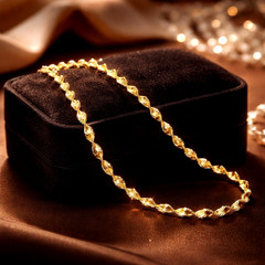 Vintage FAS Italy Gold Vermeil 925 Sterling Twisted Herringbone Necklace, 18″
