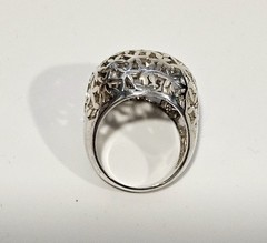 Sterling silver dome ring signed ARD cut out flower design sz 9.75