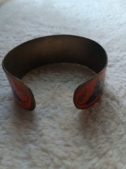 Copper Enamel Indian Bracelet With Floral Design