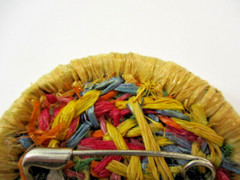 HANDMADE Flowers Tree of Life Pin Brooch Colorful Woven Natural Material 1-5/8″