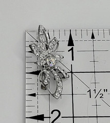 Vintage Art Nouveau Bow Brooch Pin Clear Crystal Rhinestones 1.5 Inches