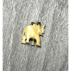 Vtg Hand Carved Elephant Charm Pendant Good Luck Trunk Up Boho Tiny