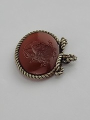 Vintage Carved Presssed Cameo Pendant Brown Mythological FOB Vicotrian