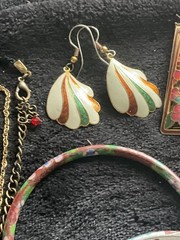 Vintage Cloisonne Enamel Jewelry pieces and Beads lot 121 grams