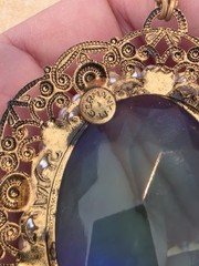 Vintage West Germany Blue Glass Cabachon Necklace