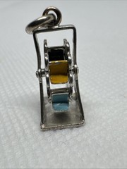 Vintage STERLING SILVER Ferris Wheel CHARM Moving Parts It Spins articulating A2