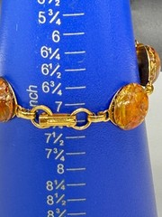 Vintage Bracelet Foil Acrylic Resin Cabochons Gold Tone 7.25 Inches