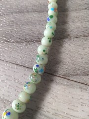 Jadeite Beaded Glass Necklace 15in Light Green Antique Art Deco Vintage