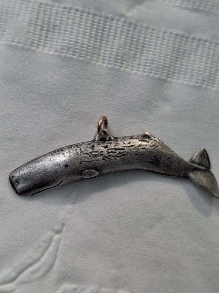 Vintage Pewter 1976 General Sperm Whale Pendant Souvenir