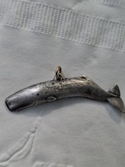 Vintage Pewter 1976 General Sperm Whale Pendant Souvenir