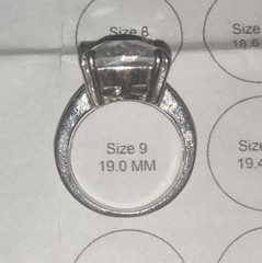 Large Cubic Zirconia Rectangle Rhinestone Ring Size 9 Vintage 1950s – 1970s