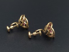 Vintage 12k Gold Filled H.G. Pink Rhinestone Screw Back Earrings Mid Century