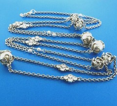 Vintage Premier Designs Faux Pearl Station Necklace .5 x 56 in