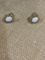 Vintage Carla Earrings Gold Opal Filigree 1/20 14K GF Signed