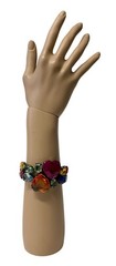 Multicolor Bracelet Rhinestone Hearts Bypass Hinged Maximalist Gunmetal Bright