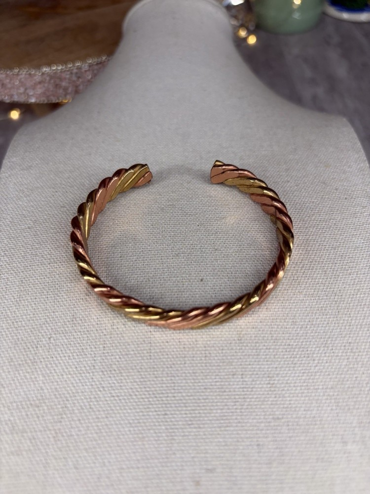 Copper Brass Cuff Bracelet Vintage Twisted Rope Jewelry
