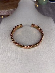 Copper Brass Cuff Bracelet Vintage Twisted Rope Jewelry