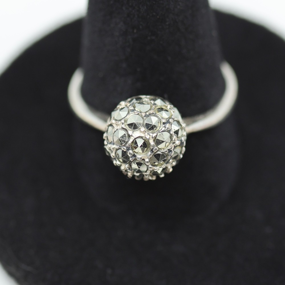 Rhinestone Disco Ball Ring Sterling Silver