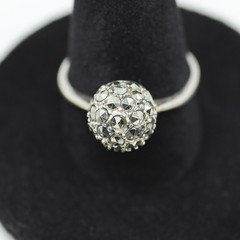 Rhinestone Disco Ball Ring Sterling Silver