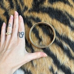 S Set of 4 Vintage Metal and Black, White, and Green Enamel Bangle Bracelets