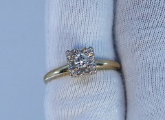 Antique 14k Petite 1920’s Art Deco Solitaire .11ct Diamond RING 2 Color Sz 7