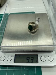 Vintage Sterling Silver Malachite Ring Size 8.5