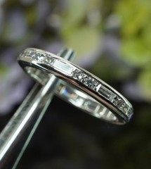 Vintage Platinum Baguette Round Diamond Eternity Ring Band VS-G Size 5.5