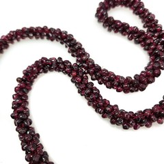 Vintage 1980s Long Single Strand Almandine Garnet Rondelle Beaded 26″ Necklace