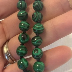 Vintage Malachite Green Stone Necklace Knotted 30” NWT