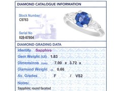 Vintage 1.83Ct Sapphire and 0.66Ct Pear Diamond Platinum Ring Circa 1980