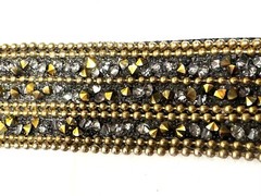 Necklace Bracelet Brooch Lot Beads Rhinestones Dark Gray Black 3 Pieces VTG