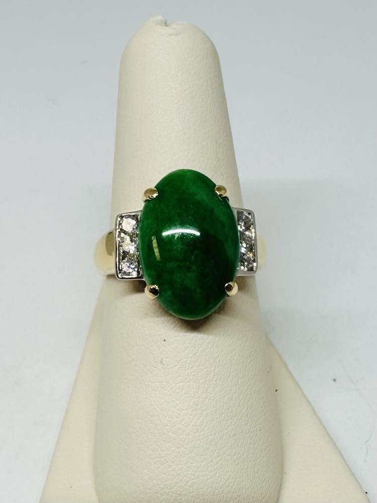 18k Vintage Jadeite & Diamond Ring – Jade