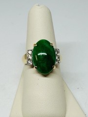 18k Vintage Jadeite & Diamond Ring – Jade