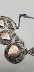 800 Silver Arabic Marked Egyptian Storyteller Filigree Panel Link Necklace
