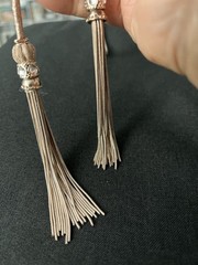 New/Tag 24” Y Necklace of Rose Gold Tone Metallic Corded with Fine Metal Tassel