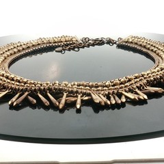 Rare Vintage Stella & Dot Egyptian Revival Necklace • Gold‑Tone Statement Bib