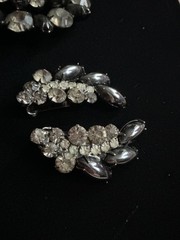 Vintage Juliana Delizza Elster Brooch Earrings set Smoky Hematite Rhinestone