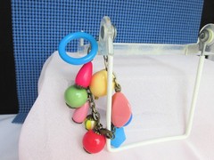 Vintage Colorful Glass Beads Charm Bracelet 7″ Cable Chain Chunky Boho Fun