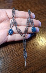 Antique Victorian 800 Silver Filigree Chain 31-32″ Missing Bead See Pics/Descrip
