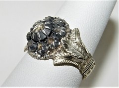 Antique Georgian 0.70CT (Est.) Rose Cut Diamond Filigree Ring 19K Gold S-7