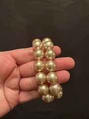 Vintage Large Golden Faux Pearl Knotted Choker Necklace 15.5” Long