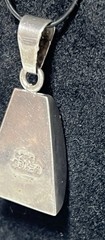 Vintage Modernist Red Sterling Silver 925 Pendant Mexico Howlite Triangle 11.75g