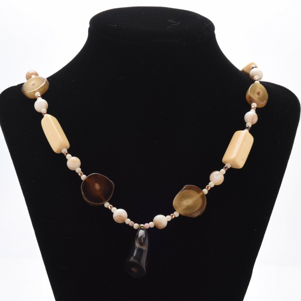 Vintage Polished Bone and Buffalo Horn Necklace