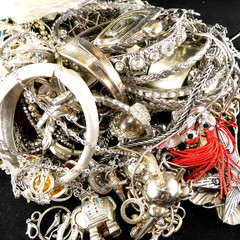 Vintage To Now ALL SILVER TONE Craft/Junk Jewelry Lot 4.12 Redesign DIY Create