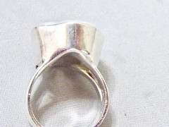 VINTAGE STERLING SILVER LARGE 19 MM BY 16 MM CULTURED BAROQUE PEARL RING SIZE 6