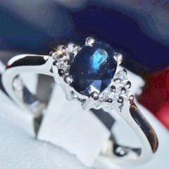 14k white gold sz 7.75 ring 1.00ct natural, treated sapphire diamond 3.30g N3397